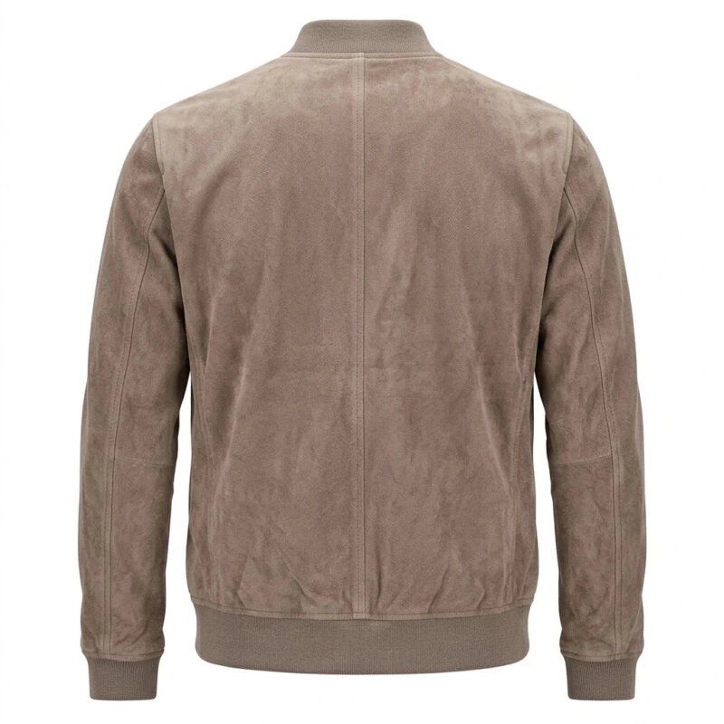 aRolf Grey Suede Leather Bomber Jacket Back